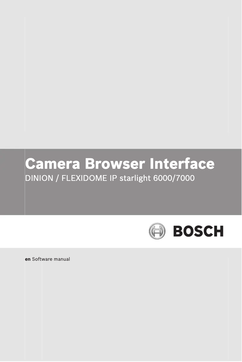 Page 1 of the manual User Manual Bosch Dinion IP 7000