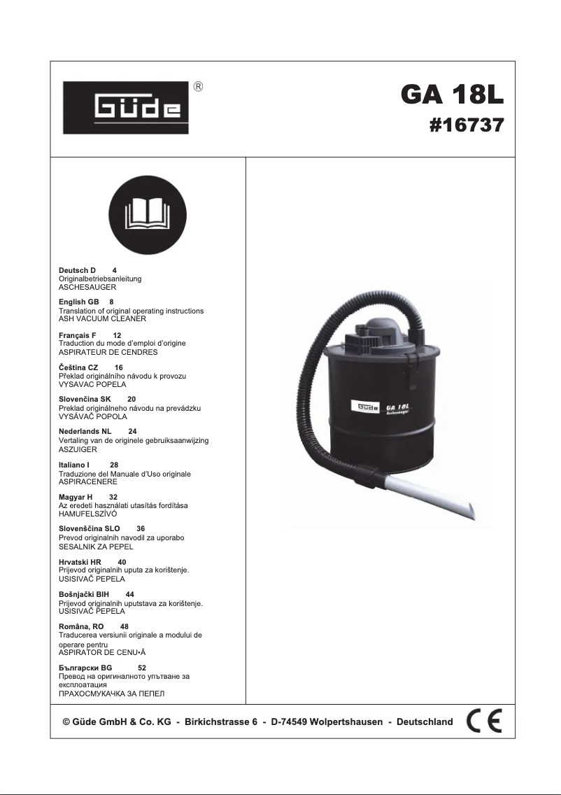 Page 1 of the manual User Manual Güde GA 18 L