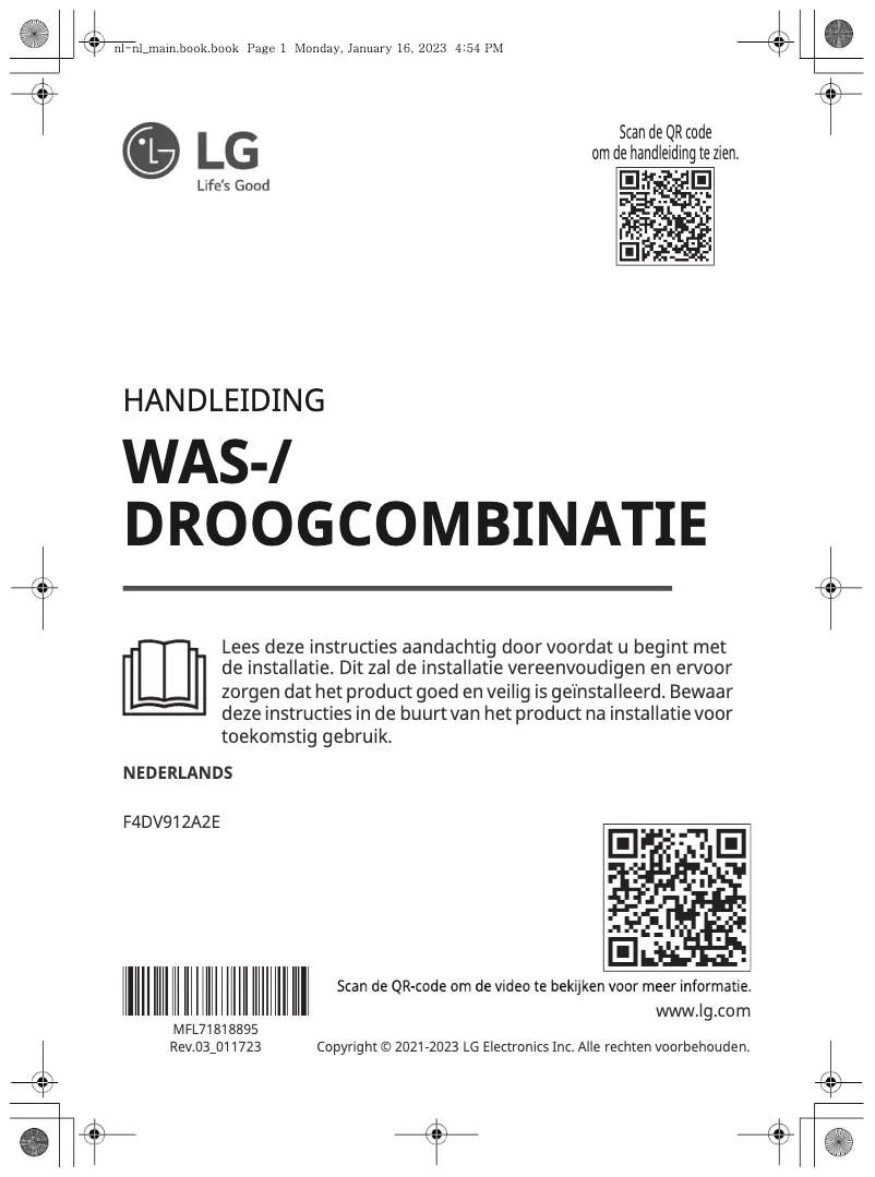 First page image of the manual for F4DV912A2E