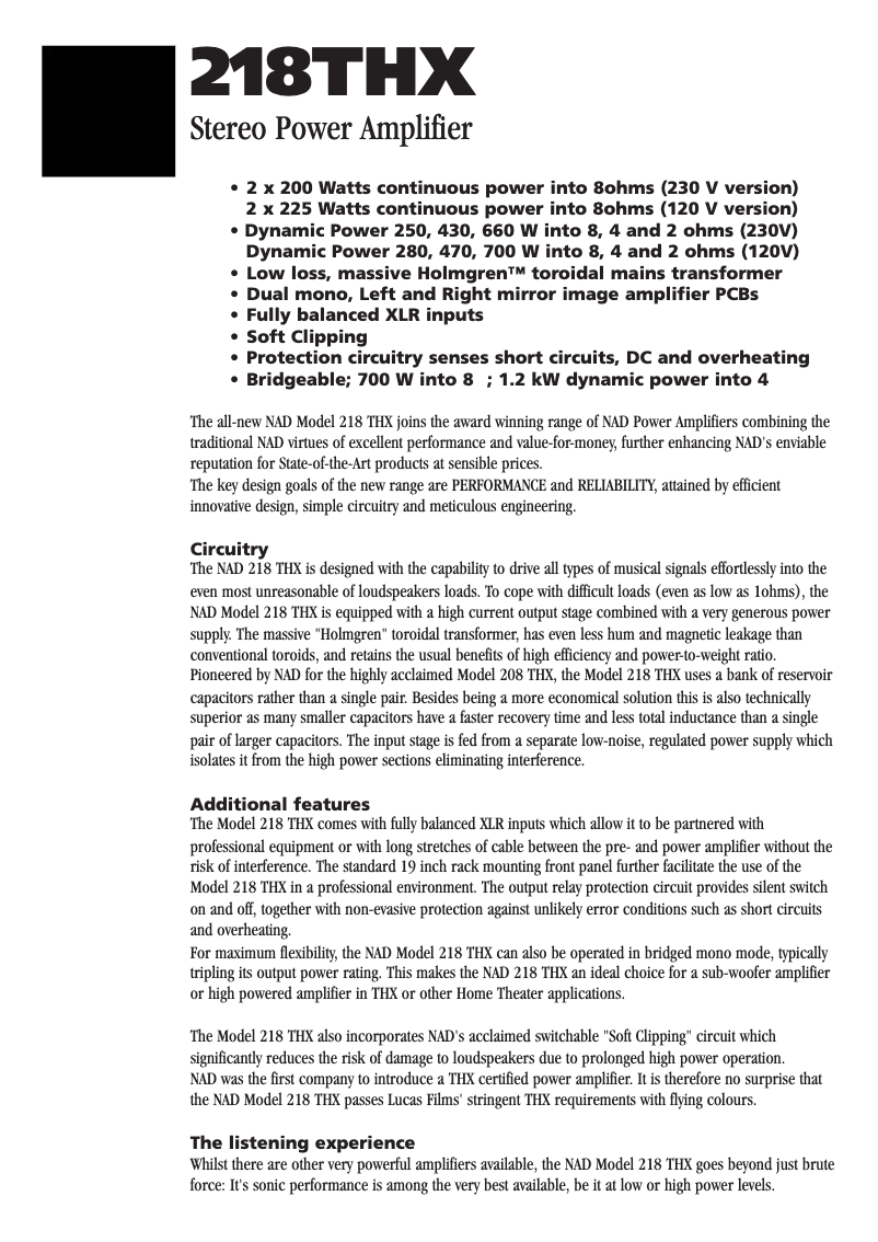 First page image of the manual for 218THX