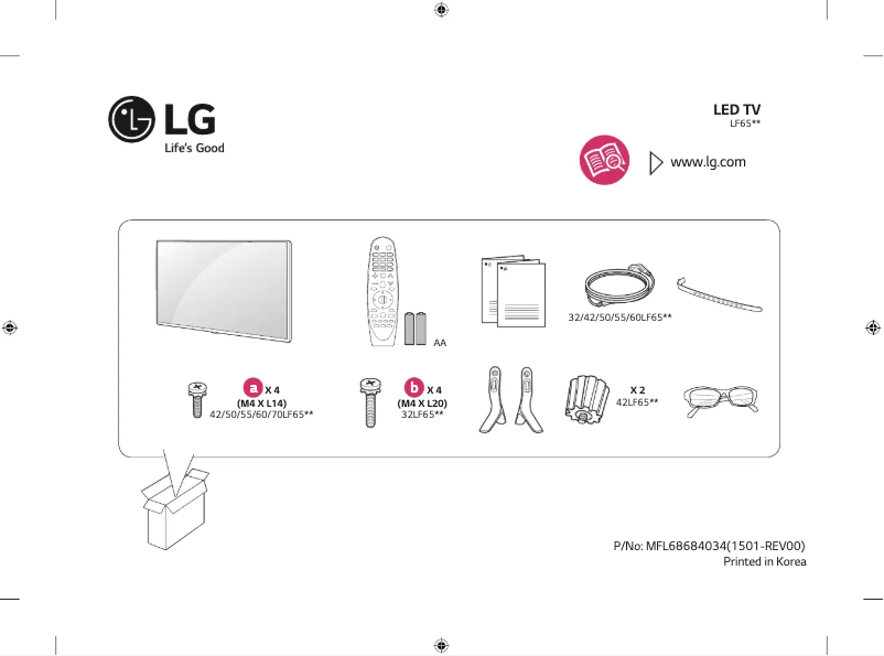First page image of the manual for 55LF650Y