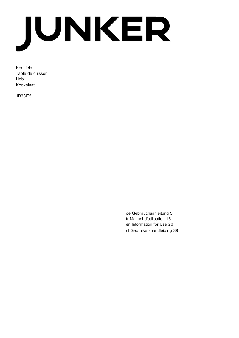 Page 1 of the manual User Manual Junker JR38IT55