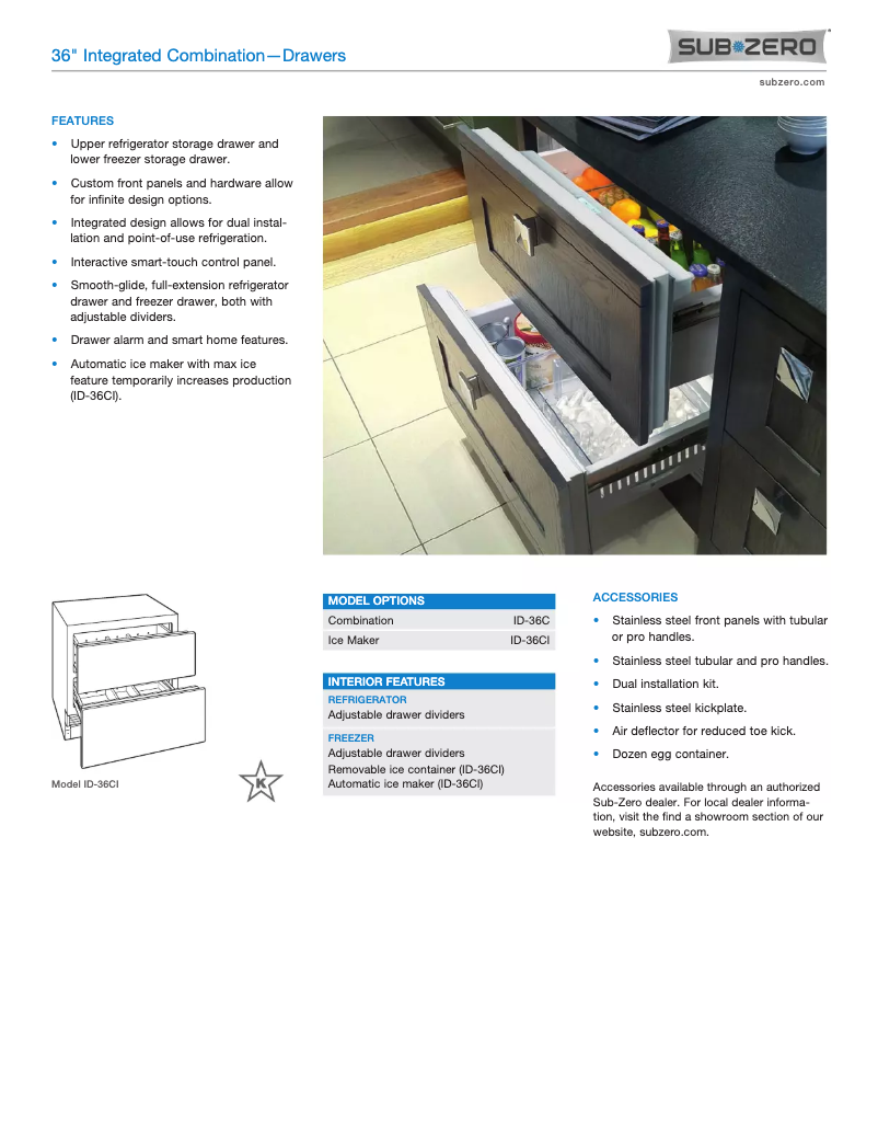 Page 1 of the manual User Manual Sub-Zero ID-36CI