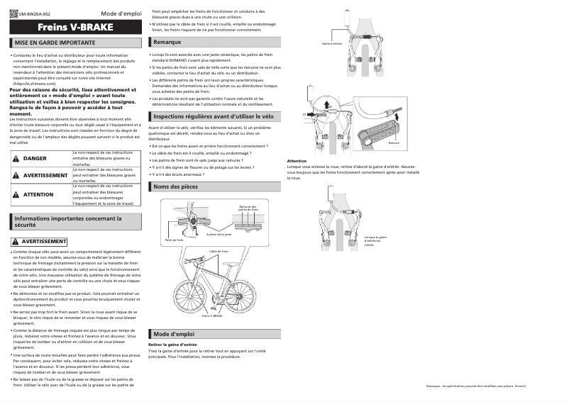 Page 1 of the manual User Manual Shimano BR-R353