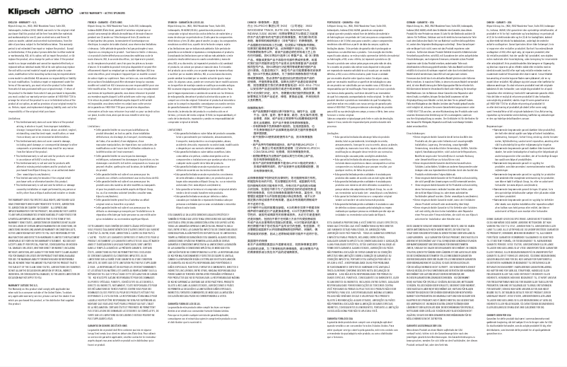 Page 1 of the manual Technical Sheet Klipsch GIG XXL