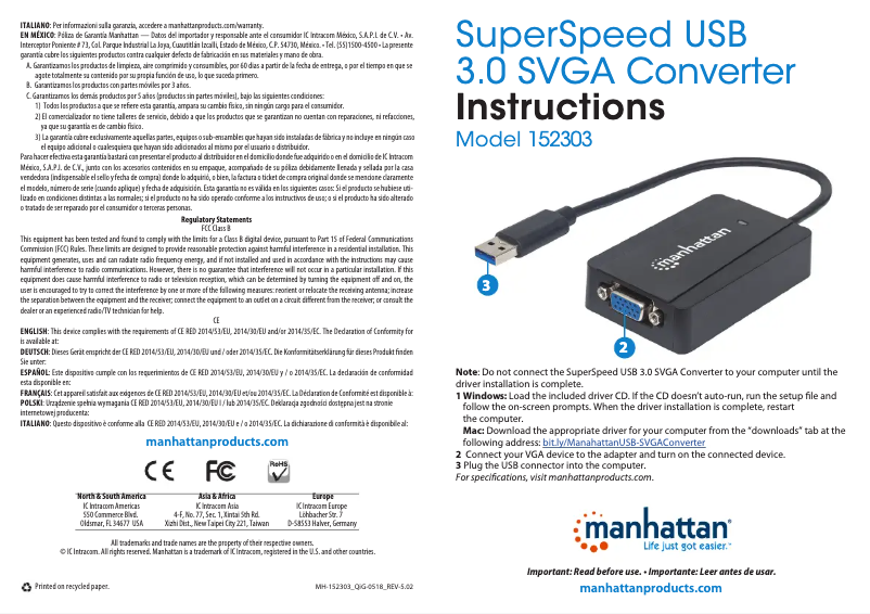 First page image of the manual for 152303