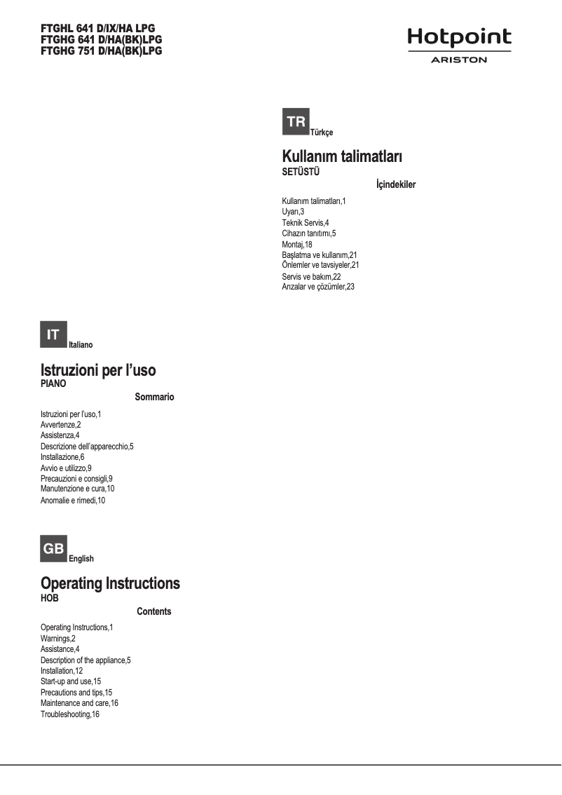 First page image of the manual for F100501