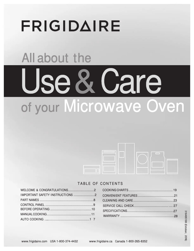 First page image of the manual for FFMV1645TB