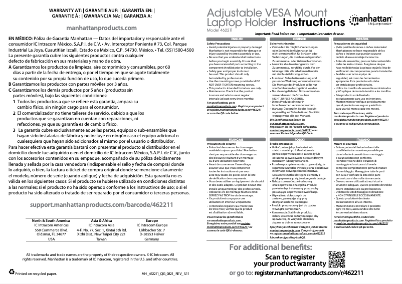 Page 1 of the manual Instruction Manual Manhattan 462211