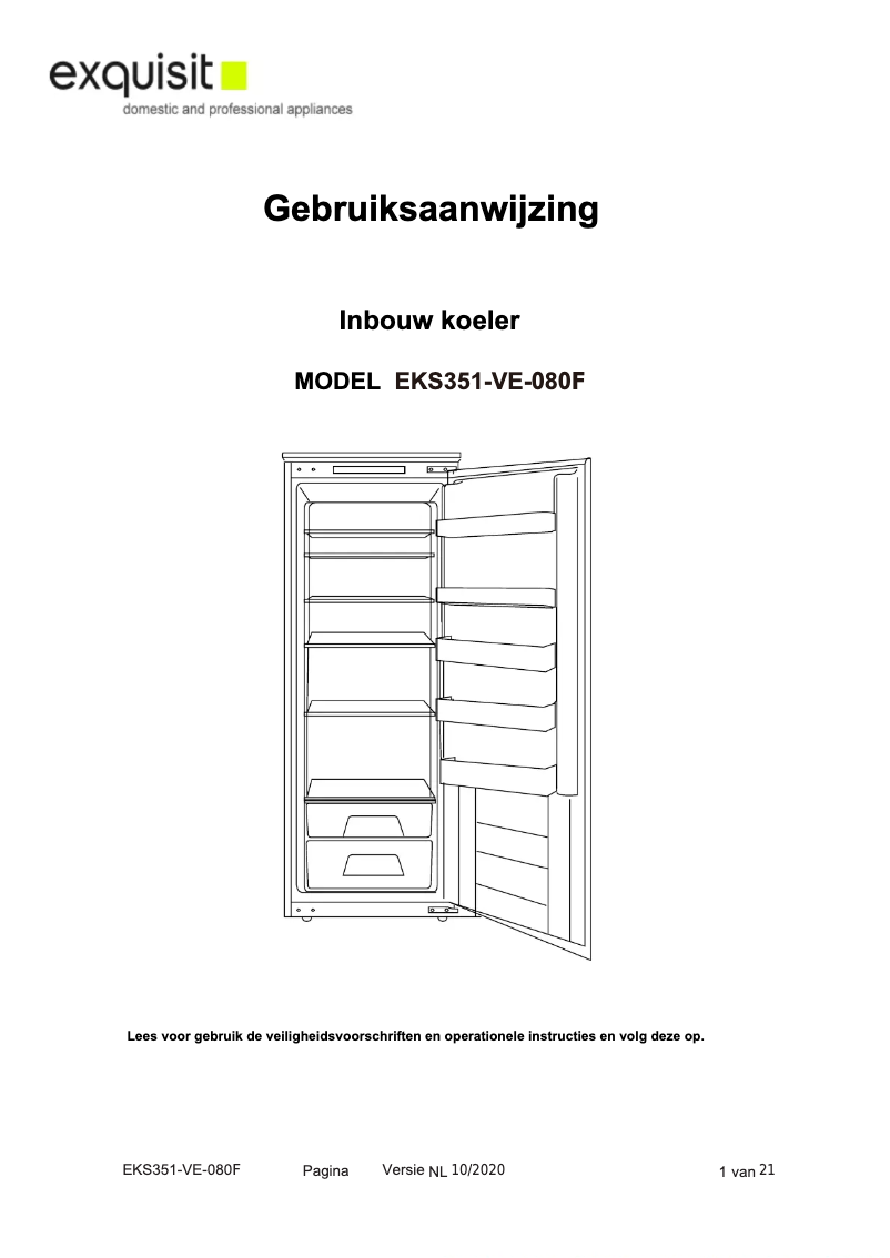 First page image of the manual for EKS351-VE-080F