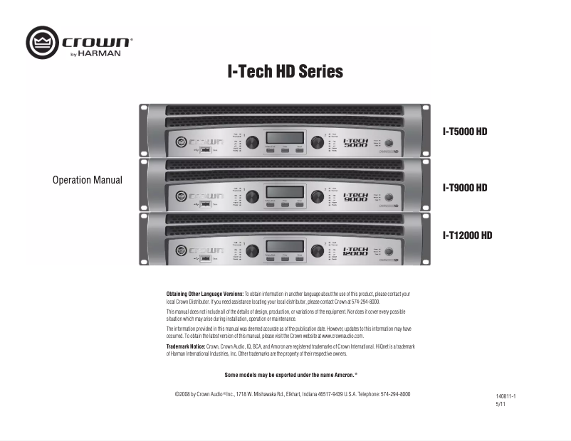 First page image of the manual for I-Tech HD 9000HD