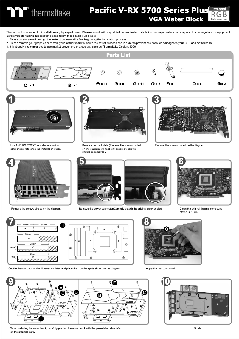Page 1 of the manual User Manual Thermaltake Pacific V-RX 5700