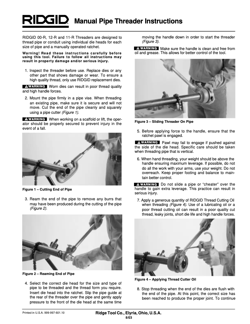 Page 1 of the manual Instructions / Assembly Ridgid 11-R