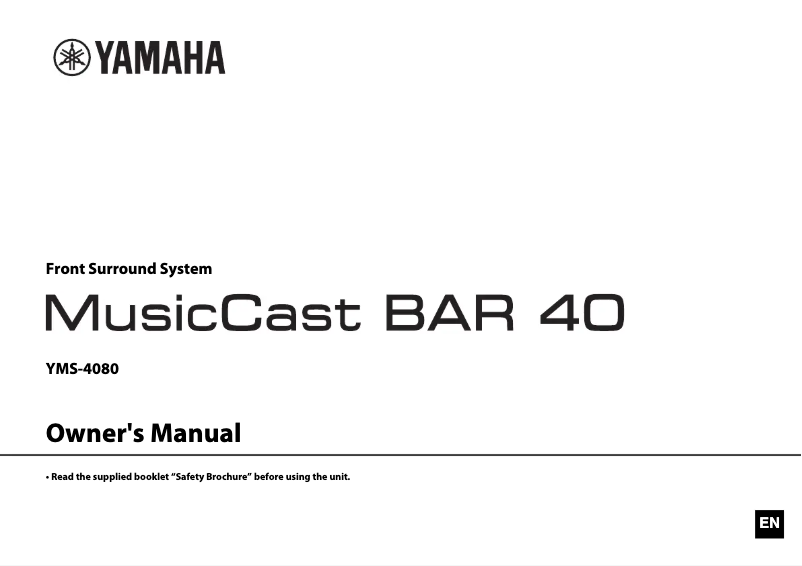 First page image of the manual for MusicCast Bar 40