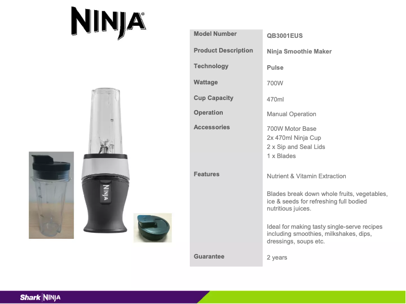 Image de la première page du manuel de l'appareil QB3001EUS