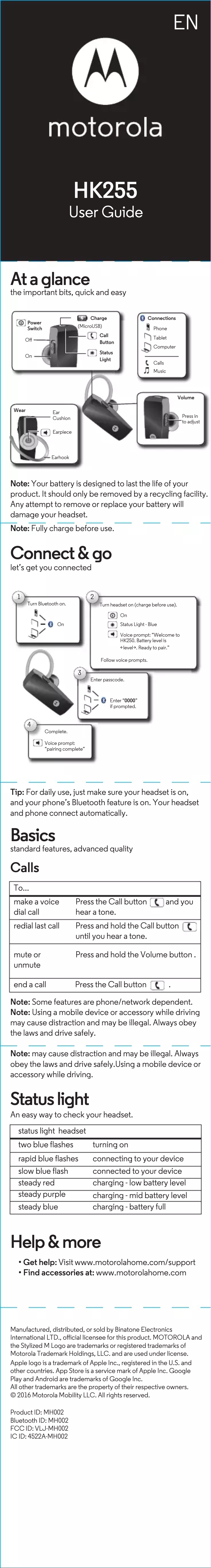 Page 1 of the manual User Manual Uniden HK255