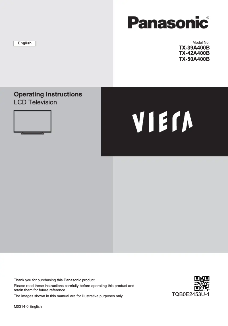 First page image of the manual for Viera TX-50A400B