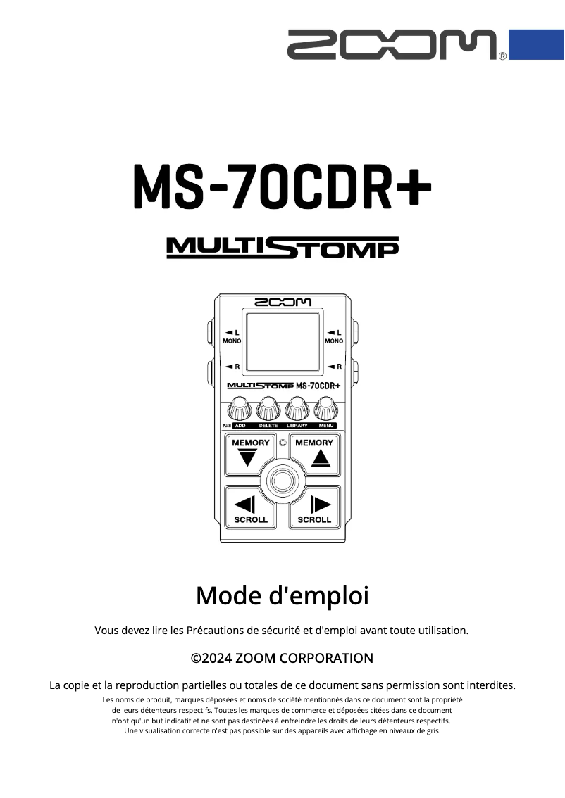 First page image of the manual for MS-70CDR+