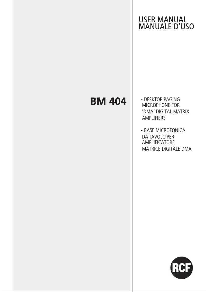 First page image of the manual for BM 404