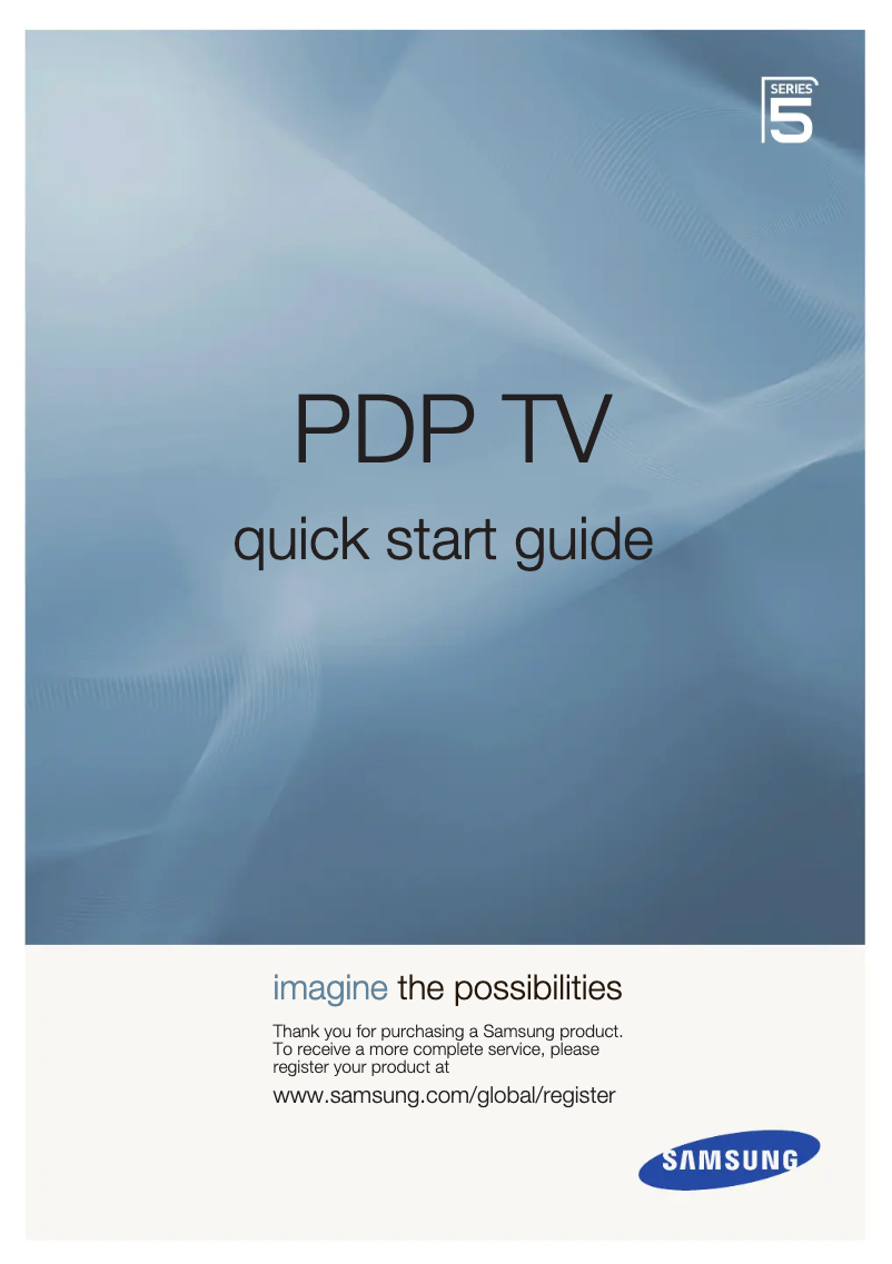 Page 1 of the manual Installation Guide Samsung PS50A557S3F