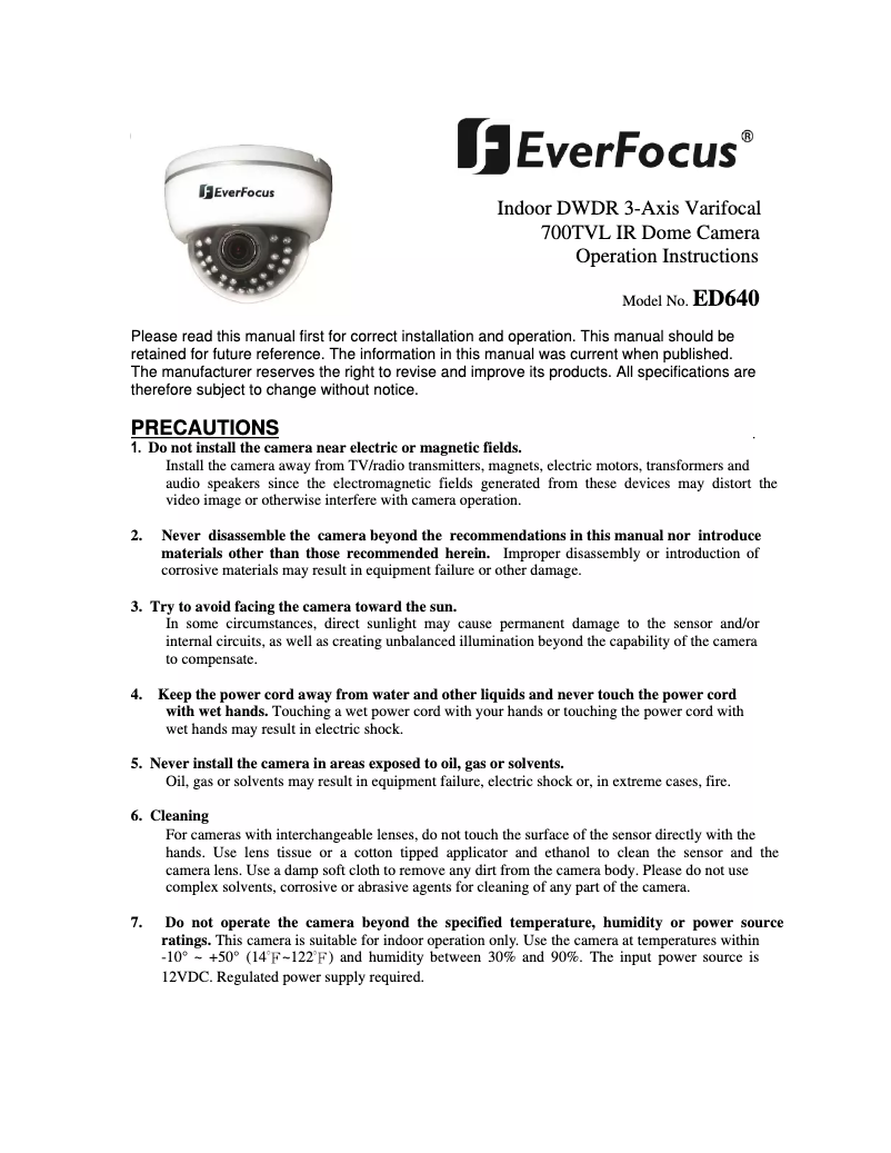 Page 1 of the manual User Manual EverFocus ED640