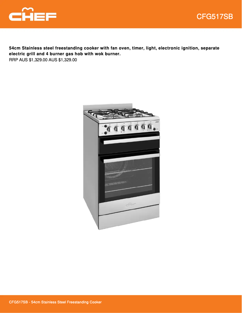 First page image of the manual for CFG517SBLP