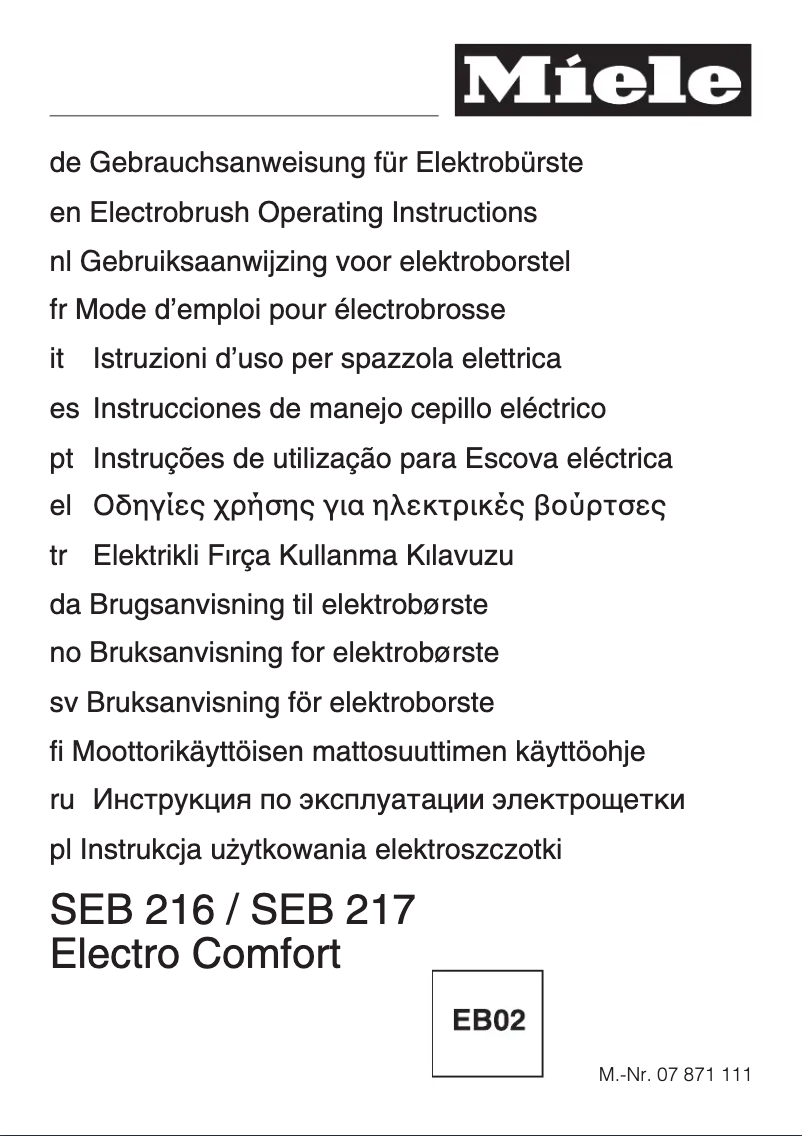 Page 1 of the manual User Manual Miele Swing H1 Electro EcoLine SAAJ1
