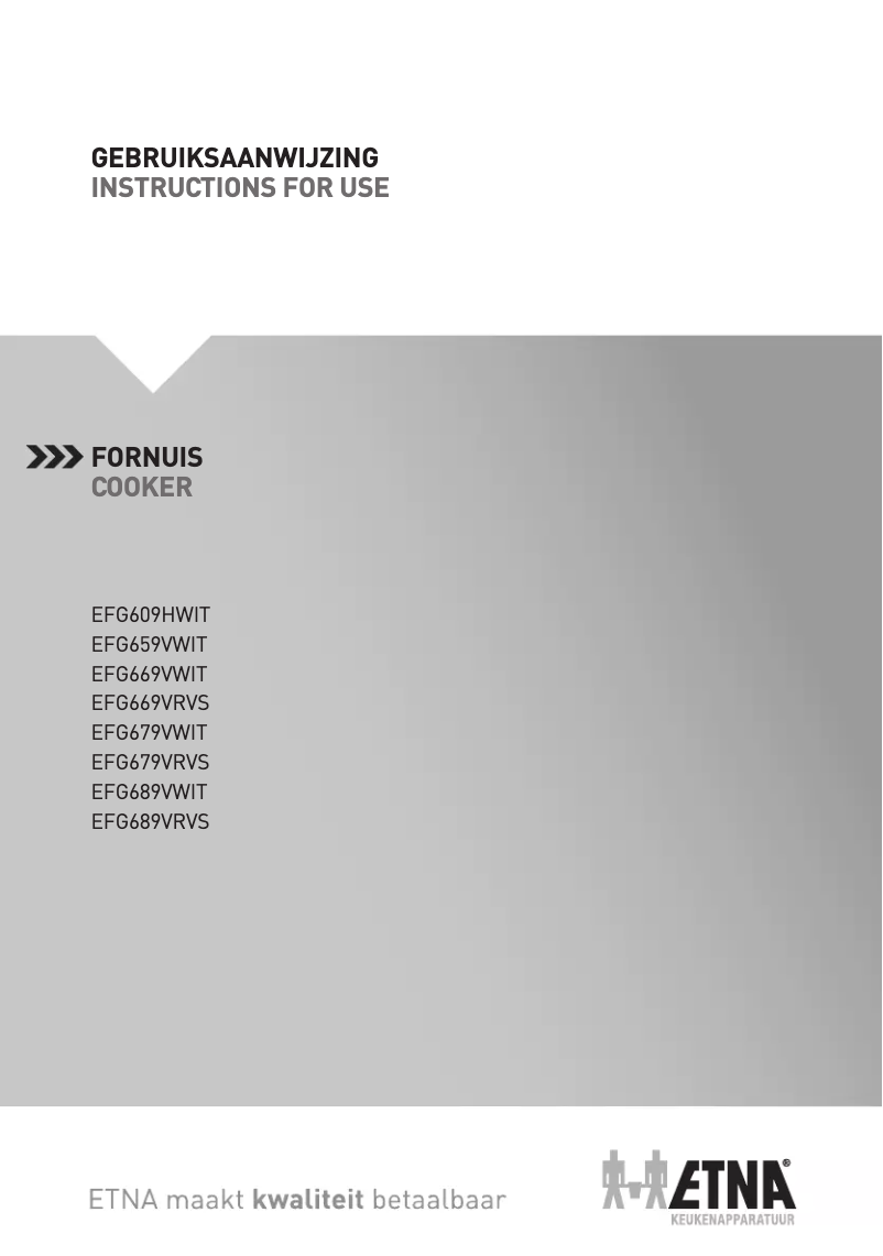 First page image of the manual for EFG689VWIT