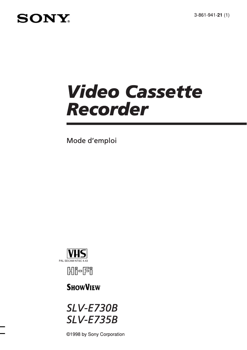 Page 1 of the manual User Manual Sony SLV-E735B