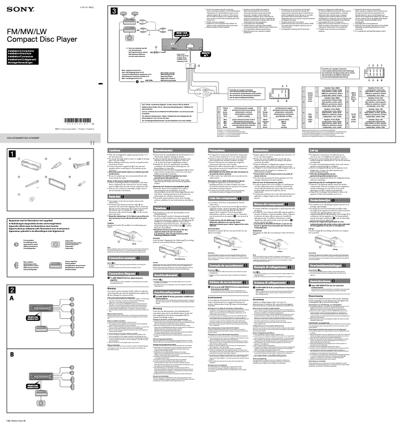 Page 1 of the manual Installation Guide Sony CDX-GT264MP