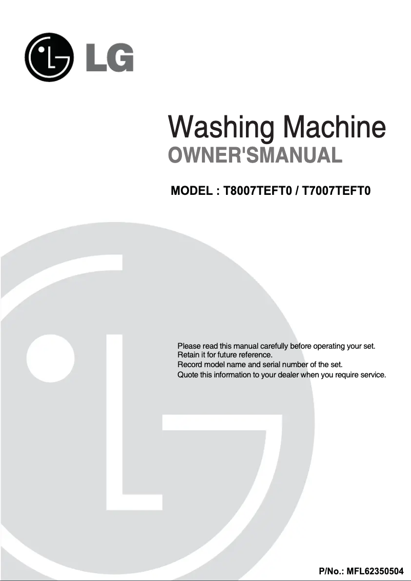 Page 1 of the manual User Manual LG T7007TEFT0