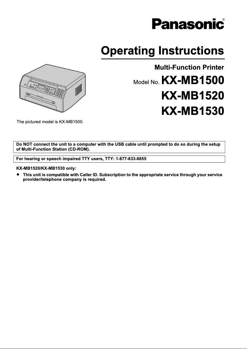 First page image of the manual for KX-MB1500