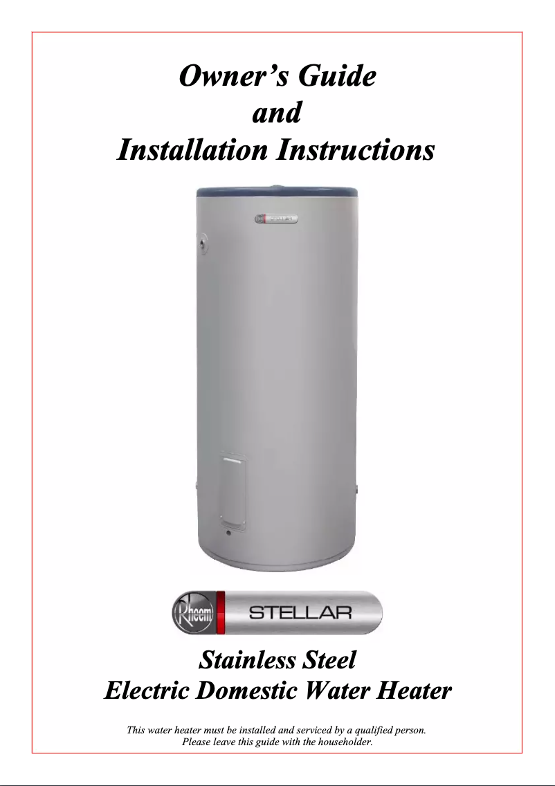 Page 1 of the manual User Manual Rheem 4A1050