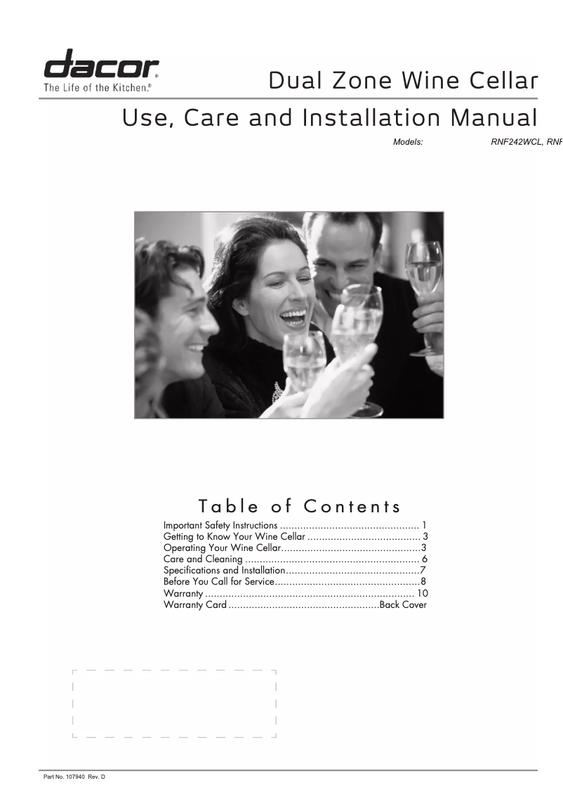 First page image of the manual for HWC241R