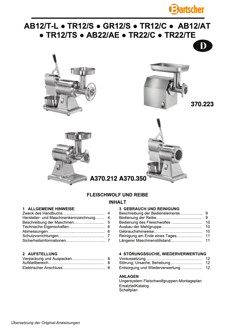 Image de la première page du manuel de l'appareil A370350