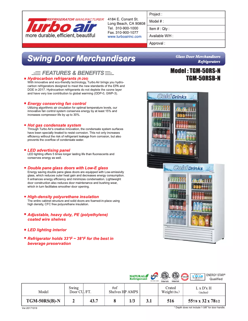 First page image of the manual for TGM-50RS