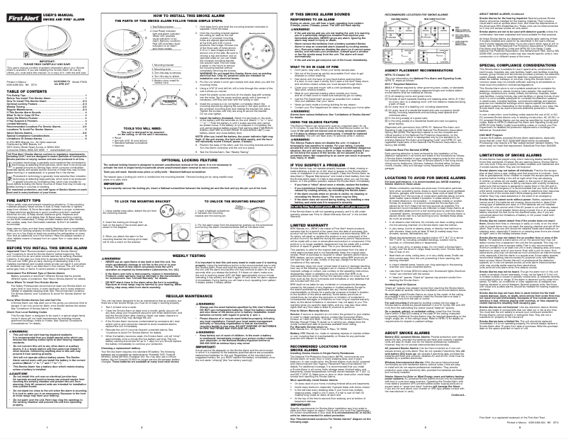Page 1 of the manual User Manual First Alert PR700