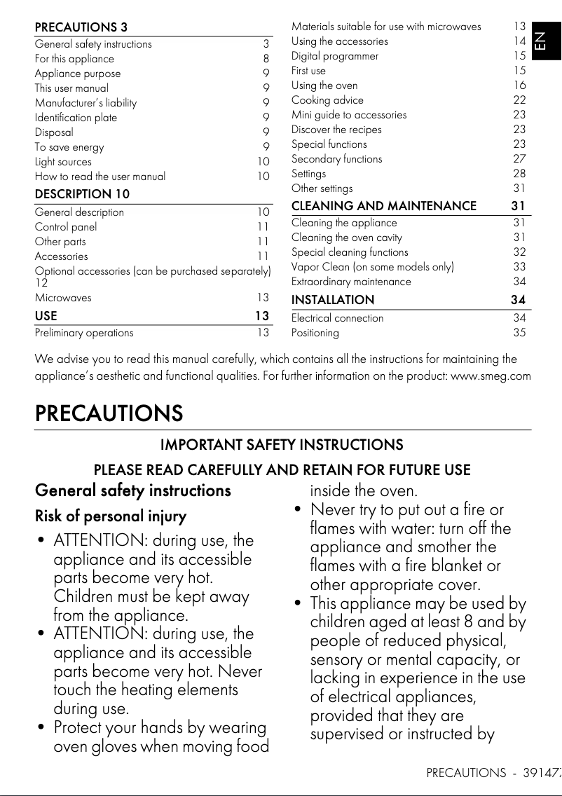 First page image of the manual for SOA4102M1S