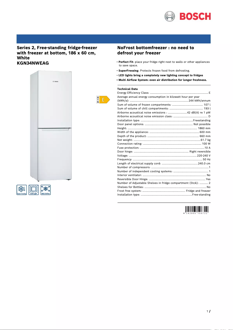 First page image of the manual for Serie 2 KGN34NWEAG