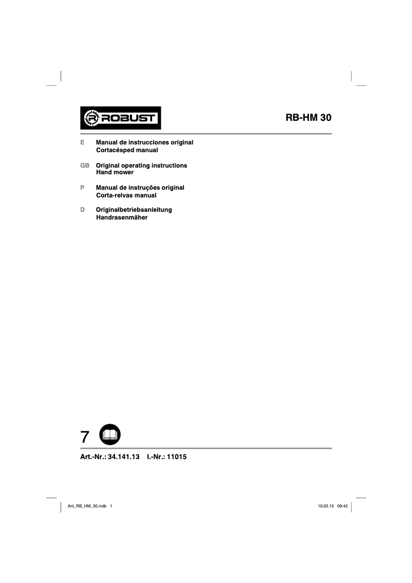 Page 1 of the manual User Manual Robust RB-HM 30