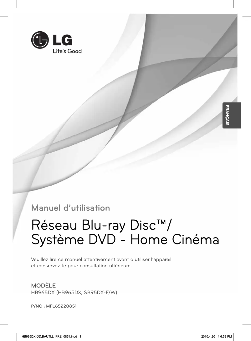 Page 1 of the manual User Manual LG HB965DX