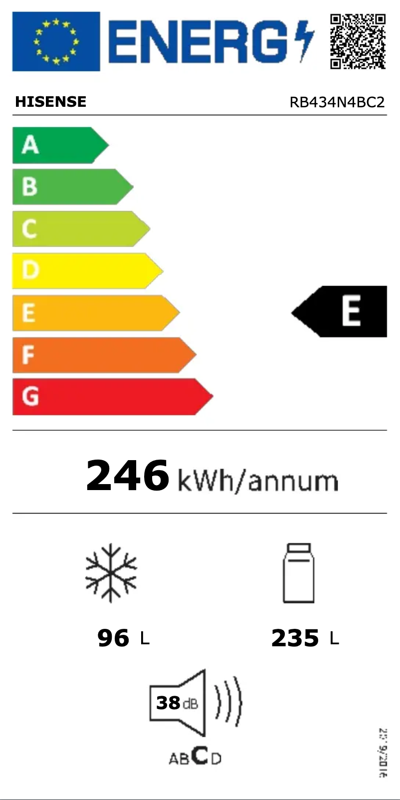 Page 1 of the manual Energy Label Hisense RB434N4BC2