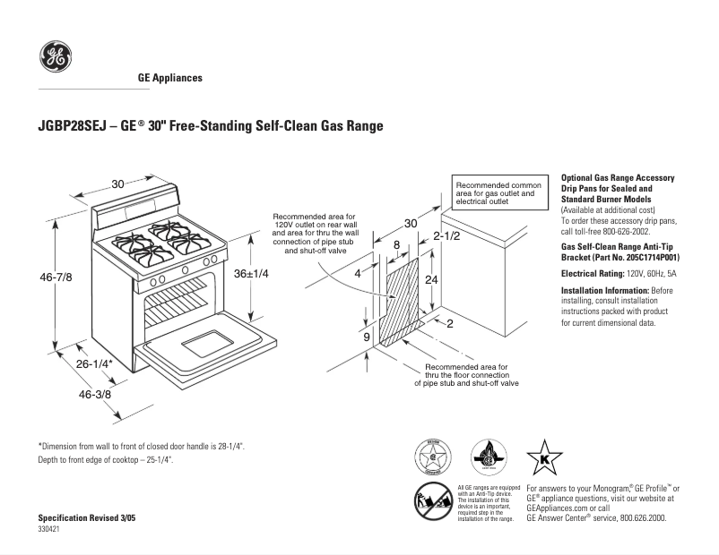 First page image of the manual for JGBP28SEJSS