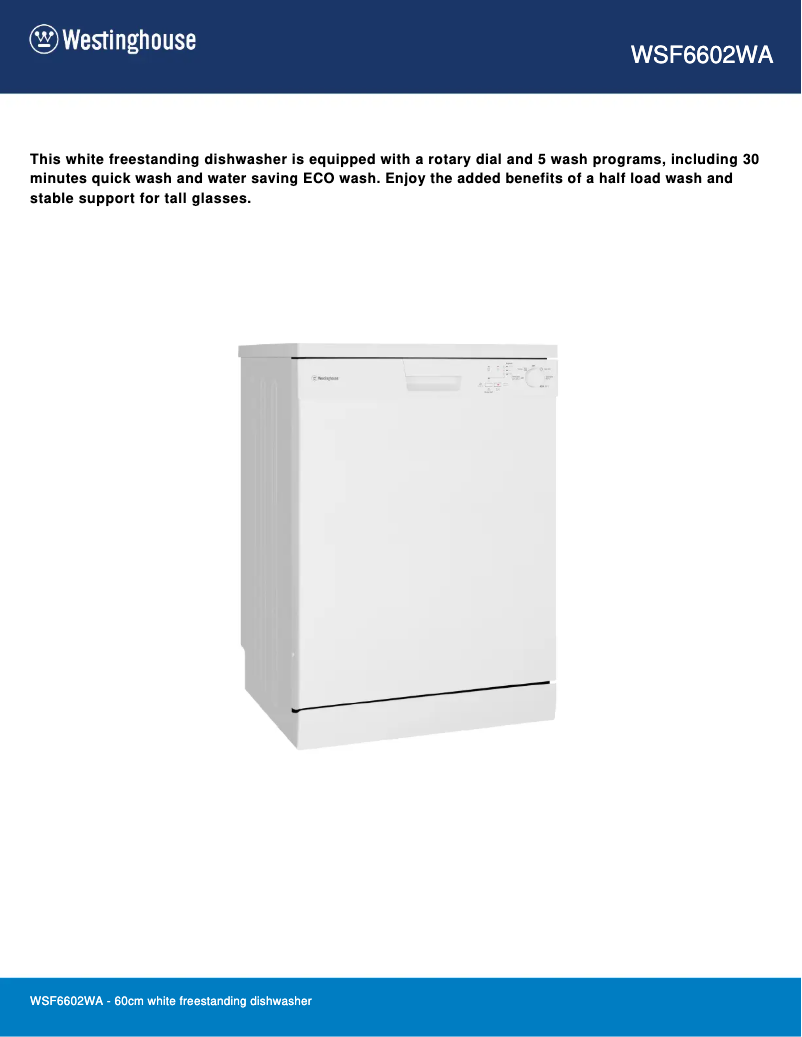 First page image of the manual for WSF6602WA