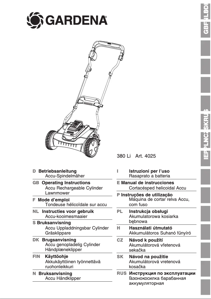 First page image of the manual for 380 Li
