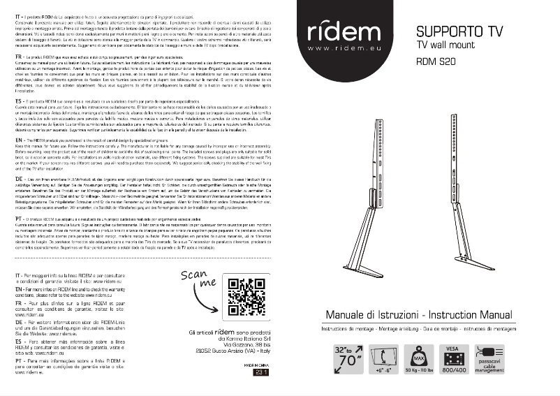 First page image of the manual for RDM S20