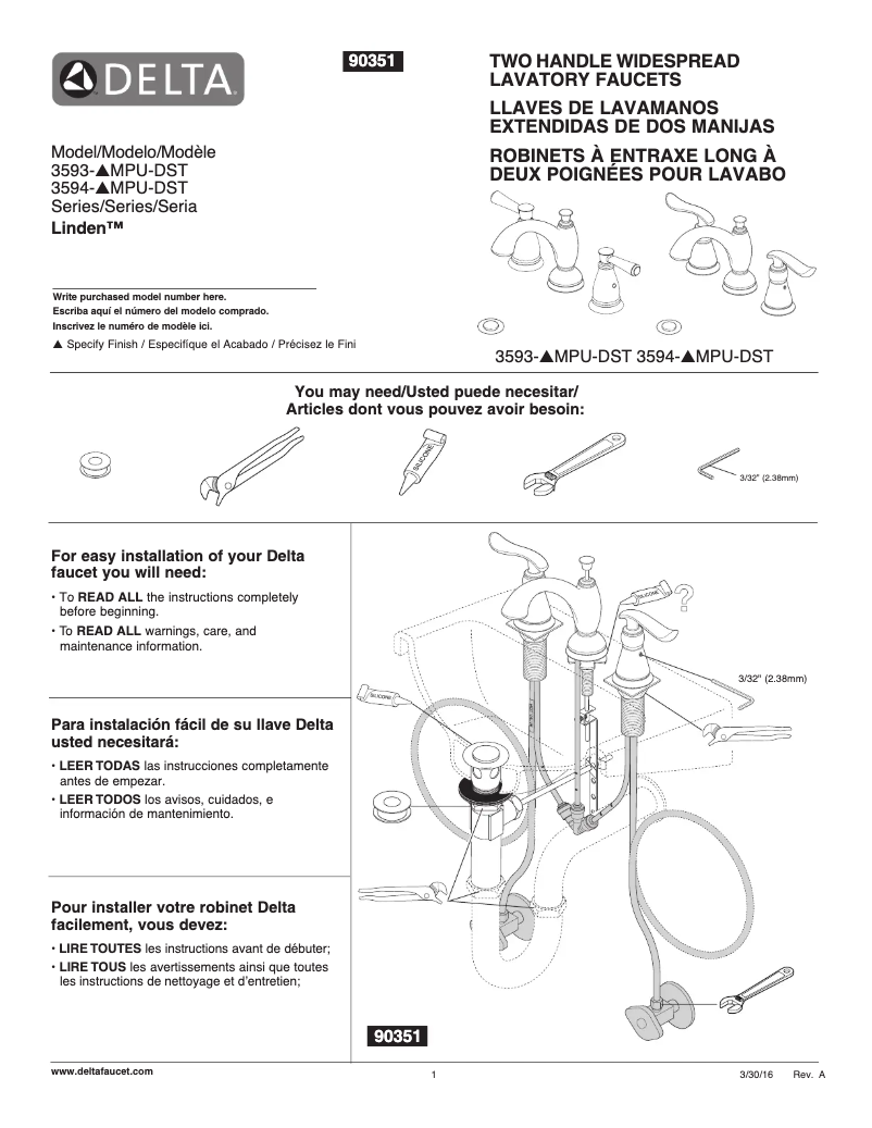 First page image of the manual for 3594-SSMPU-DST