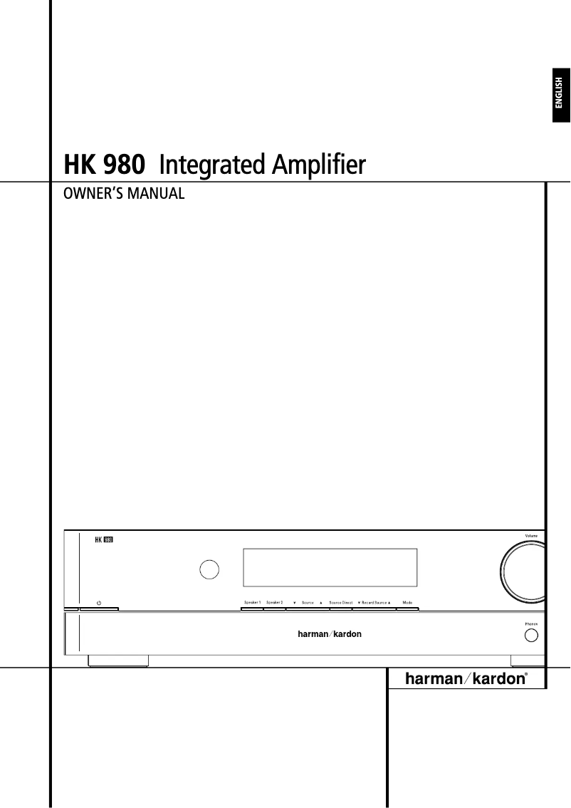 Page 1 of the manual User Manual Harman Kardon HK 980