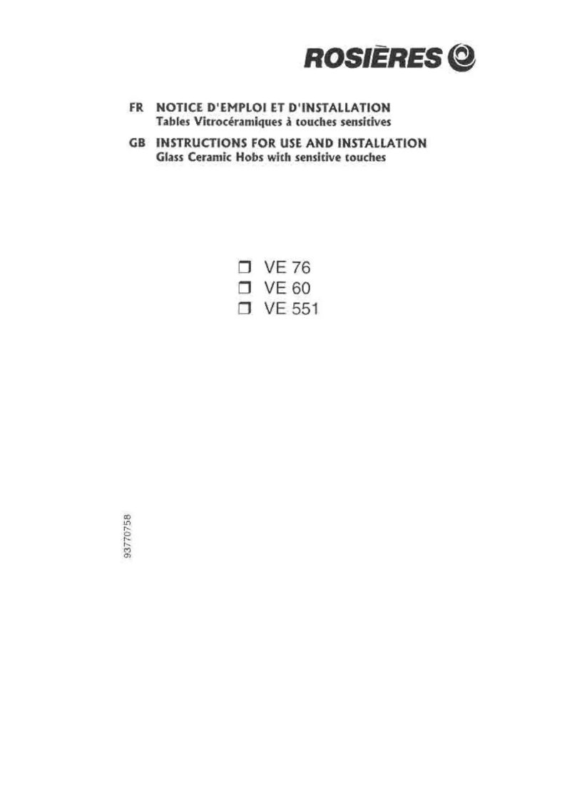 Page 1 of the manual User Manual Rosieres VE 60 V IN