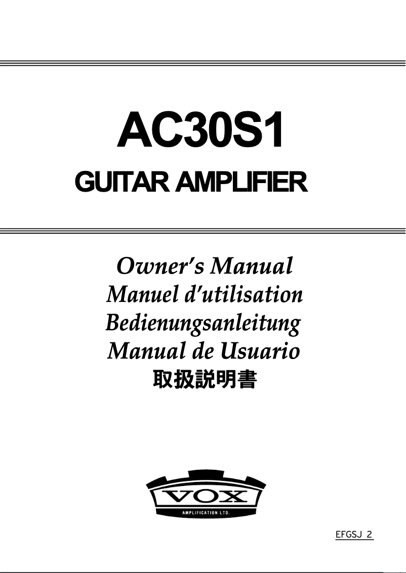 First page image of the manual for AC30S1
